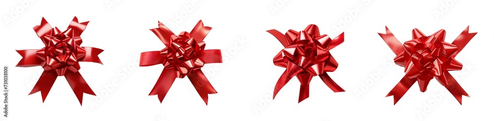 set red bow ribbon. isolated on transparent background. set red bow ribbon. isolated on transparent background.