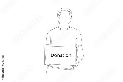 Continuous one line drawing Volunteer concept. Doodle vector illustration.