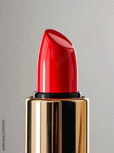 Red lipstick on gray background. photo