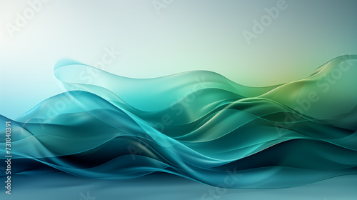 Background Colorful green tone gradient rainbow overlay abstract background bright creative, waves of fabric, template luxurious cloth festivals,Glossy smooth texture, flowing, curve lines wallpape © Sittipol 