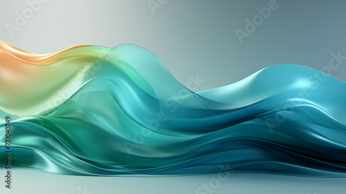 Background Colorful green tone gradient rainbow overlay abstract background bright creative, waves of fabric, template luxurious cloth festivals,Glossy smooth texture, flowing, curve lines wallpape