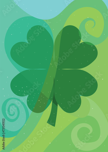 abstract green shamrock clover teaf of irirh. for st pattricks day decoration or greeting. vintage style vector illustration photo