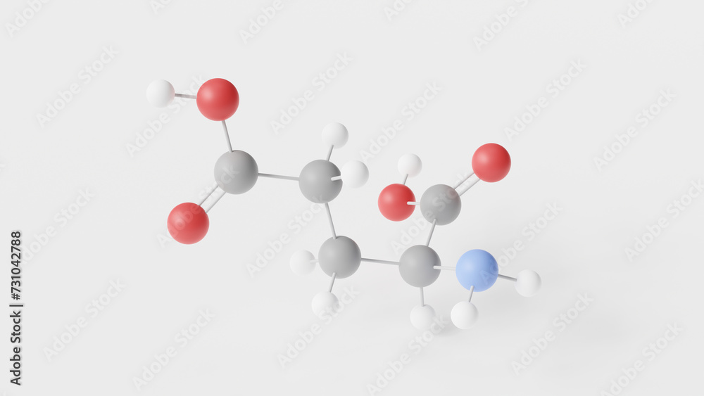monosodium glutamate molecule 3d, molecular structure, ball and stick model, structural chemical formula flavour enhancer e621