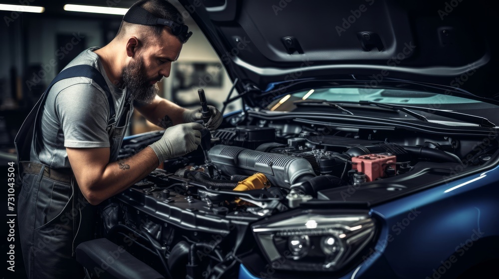 An auto expert calibrating the engines electronic control unit (ECU) An auto expert calibrating the engines electronic control unit (ECU)