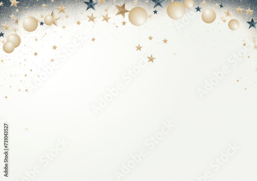 holiday banner , space for text, minimalistic,banner with blank white background, gold stars
