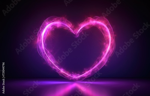 A pink heart shaped object is placed on a black background  creating a visually striking contrast.