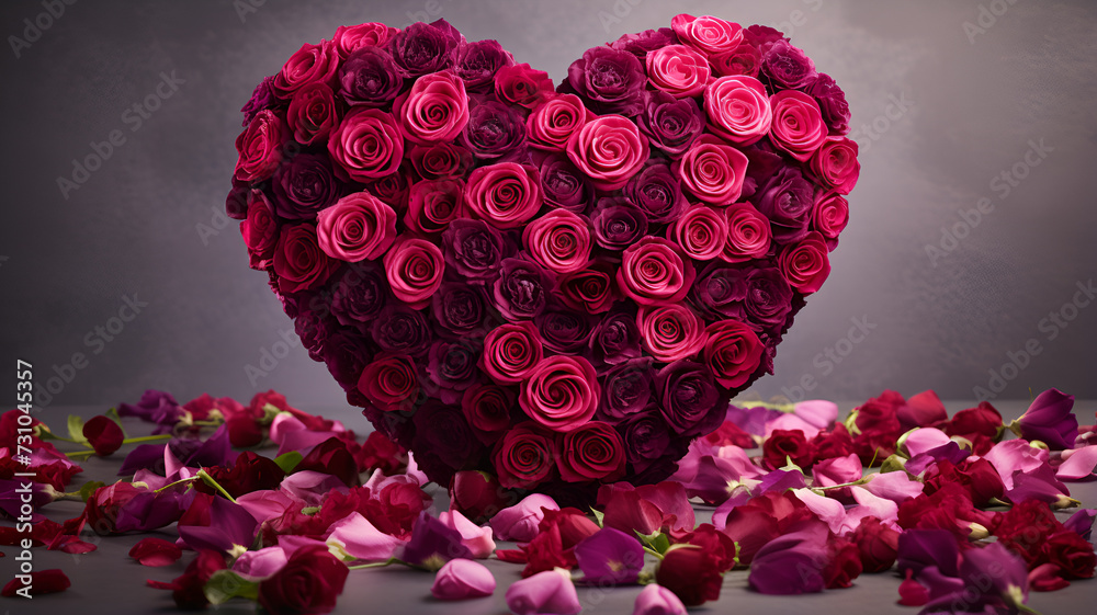 A heart-shaped arrangement composed entirely of pure red roses A heart-shaped arrangement composed entirely of pure red roses