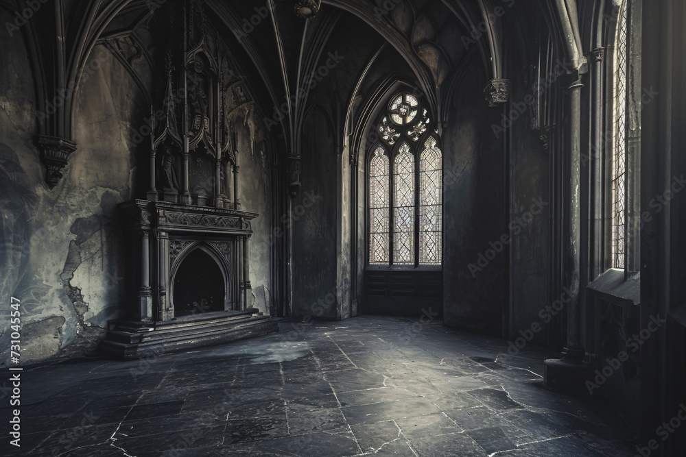old gothic interior of a castle
