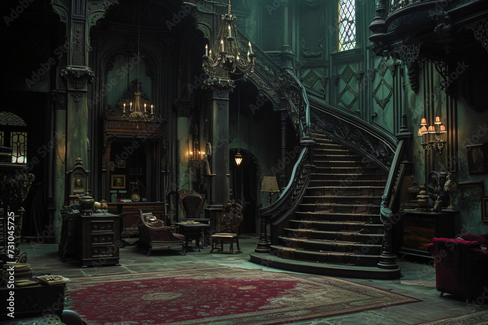 Naklejka premium old gothic interior of a castle