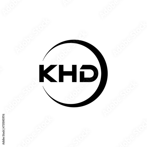 KHD letter logo design with white background in illustrator, cube logo, vector logo, modern alphabet font overlap style. calligraphy designs for logo, Poster, Invitation, etc.