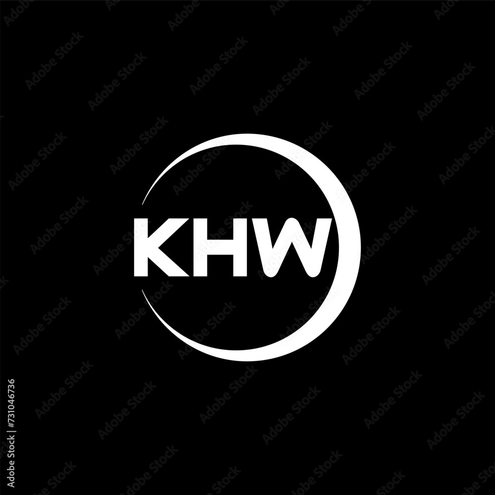 KHW letter logo design with black background in illustrator, cube logo, vector logo, modern alphabet font overlap style. calligraphy designs for logo, Poster, Invitation, etc.
