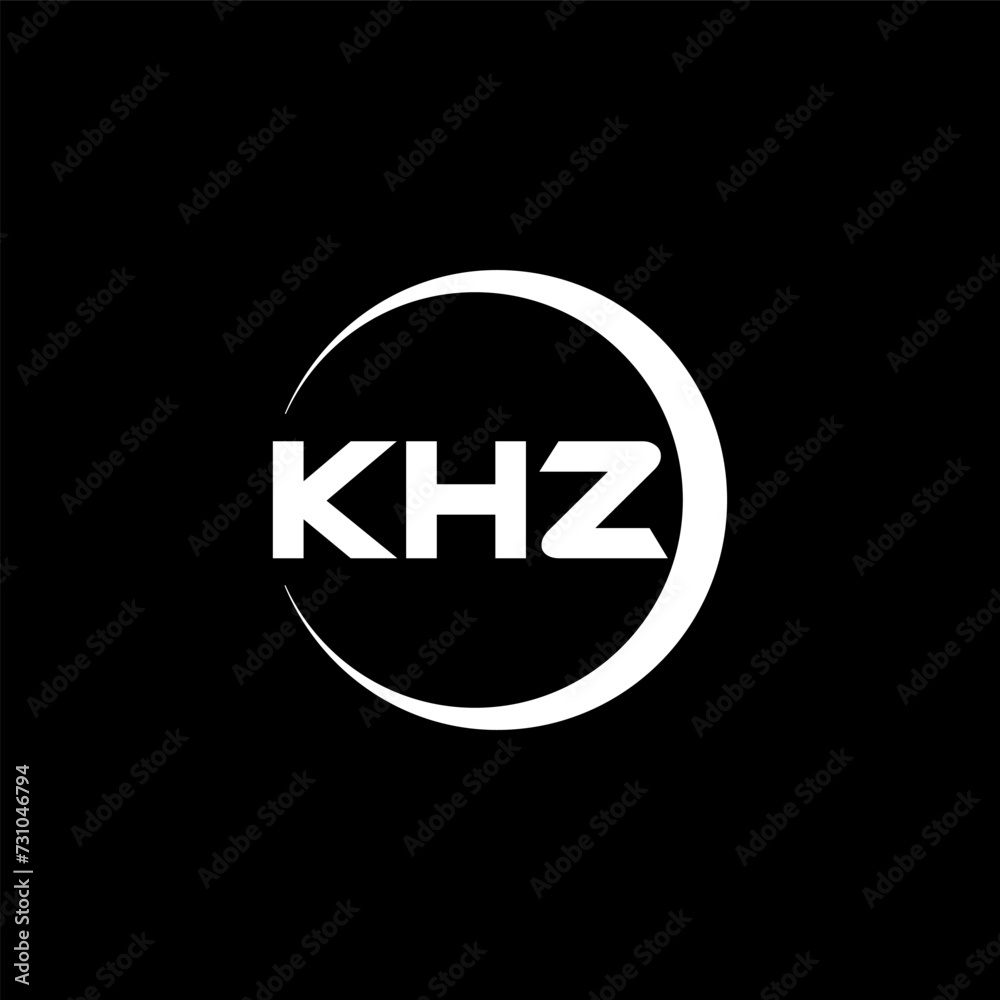 KHZ letter logo design with black background in illustrator, cube logo, vector logo, modern alphabet font overlap style. calligraphy designs for logo, Poster, Invitation, etc.