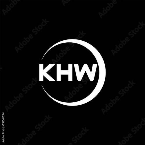 KHW letter logo design with black background in illustrator, cube logo, vector logo, modern alphabet font overlap style. calligraphy designs for logo, Poster, Invitation, etc.
