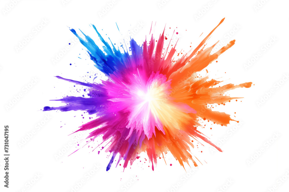 explosion with neon-colored glows and gradients, giving it a futuristic and electrifying appearance against a white background.