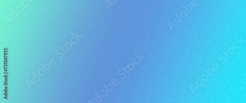 Blue to Aqua Gradient, Textured Shine with Bright Light, Grainy Noise Abstract Retro Background, Spacious Copy Space