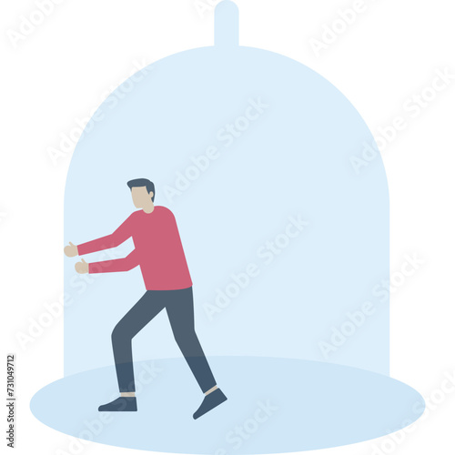 Business constraints, limitations or stagnation, restrictions, difficulties prevent it from improving or succeeding, the entrepreneur in the mirror tries to push so hard to break through the boundarie