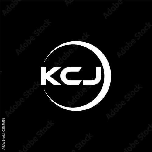 KCJ letter logo design with black background in illustrator  cube logo  vector logo  modern alphabet font overlap style. calligraphy designs for logo  Poster  Invitation  etc.