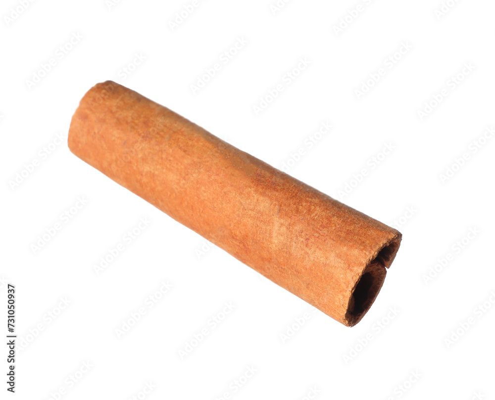 One aromatic cinnamon stick isolated on white One aromatic cinnamon stick isolated on white