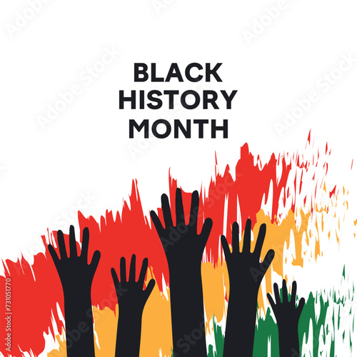 Black history month celebrate. vector illustration on white background. design graphic. hands with brashes photo