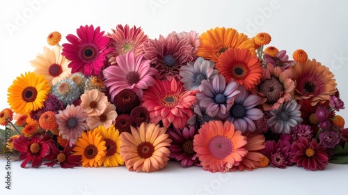 a close up of a bunch of flowers on a white background with a lot of flowers in the middle of the frame.