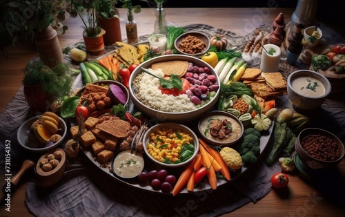 Platter of Various Foods on Table