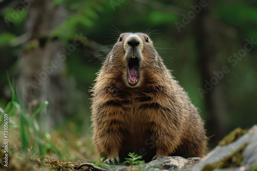 The groundhog woke up in the spring, talking about the arrival of early spring