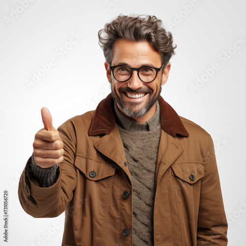 man showing thumbs up sign