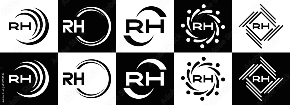 RH logo. RH set , R H design. White RH letter. RH, R H letter logo design. Initial letter RH letter logo set, linked circle uppercase monogram logo. R H letter logo vector design.
RH logo. RH set , R H design. White RH letter. RH, R H letter logo design. Initial letter RH letter logo set, linked circle uppercase monogram logo. R H letter logo vector design.