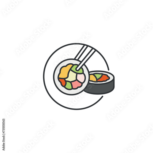 Kimbap - Gimbap (Korean Rice Wrapped in Seaweed, Korean Style Sushi) Asian Food Icon
