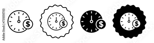 Duration set in black and white color. Duration simple flat icon vector