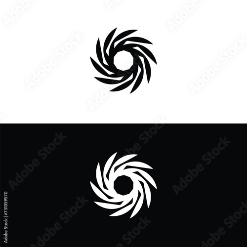 spark circle logo design template . Black and white circle logo design