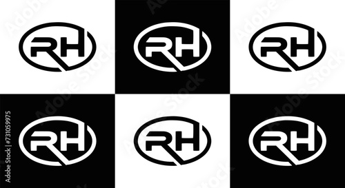 RH logo. RH set , R H design. White RH letter. RH, R H letter logo design. Initial letter RH letter logo set, linked circle uppercase monogram logo. R H letter logo vector design.	
