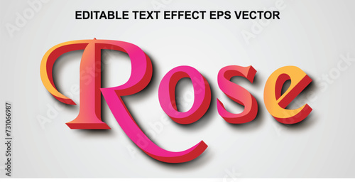 Rose color editable 3d text effect eps vector