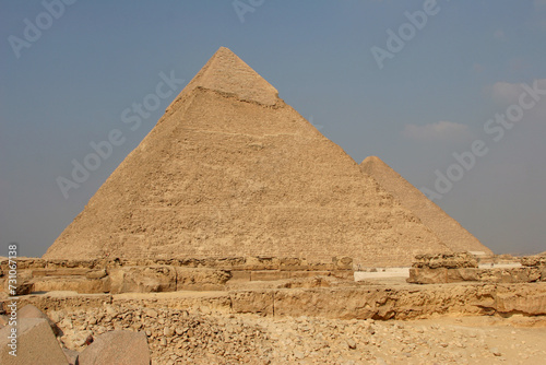 The Great Pyramids in Giza pyramid complex, Egypt. One of Seven Wonders of the World. © nas
