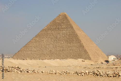 The Great Pyramids in Giza pyramid complex  Egypt. One of Seven Wonders of the World.