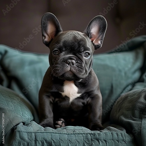 french bulldog puppy sitting on the floor © Sohail1234