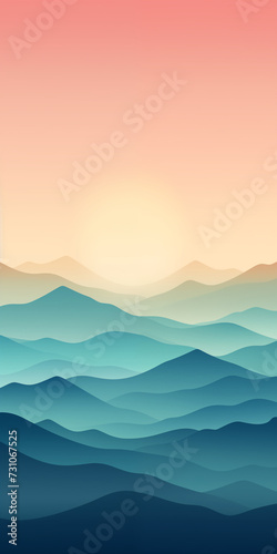 beautifull mountain view landscape with pink skys background for cellphones, mobile phone, banner for instagram stories.