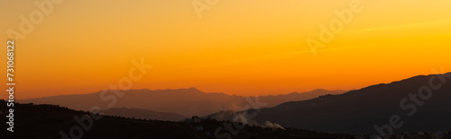 Sunset View orange sky and mountains