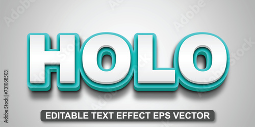 Holo gradient color editable 3d text effect eps vector