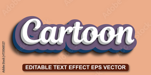 Cartoon white color editable 3d text effect eps vector