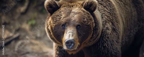 A portrait captures the majestic presence of a large Carpathian brown bear, exemplifying the beauty and strength of this wild animal species.