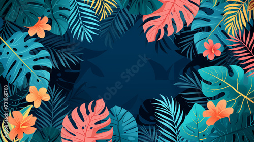 Colorful tropical plants background with copy space © Natalina