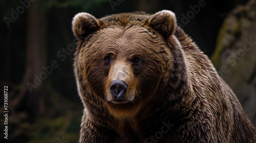 A portrait captures the majestic presence of a large Carpathian brown bear, exemplifying the beauty and strength of this wild animal species. © vadymstock