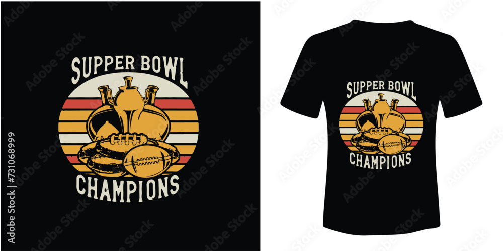 Super bowl champions typography T-shirt Design, Vector illustration. 