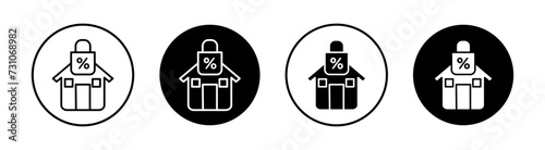 Fixed rate mortgage flat line icon set. Fixed rate mortgage Thin line illustration vector
