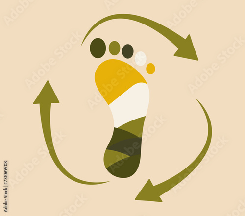 Carbon footprint vector illustration. Environmental damage and global warming. Carbon emissions free nature.
