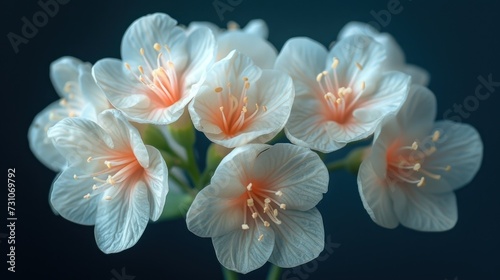 a close up of a bunch of flowers on a black background with a blurry backround to the center of the picture.