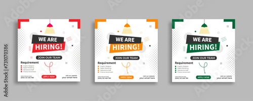 We are hiring job vacancy social media post or square web banner template vector design  © Hemal Ahmed