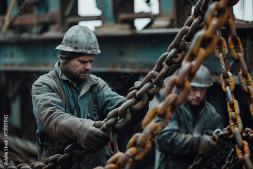 workers with heavy duty chains © StockUp