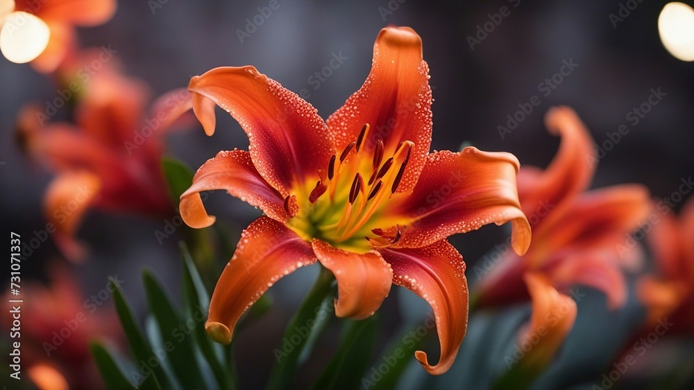orange lily flower A fire lily that blooms with color and beauty 